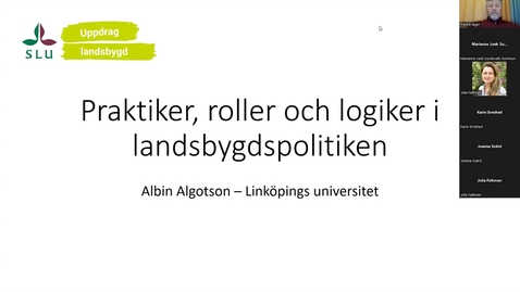 Thumbnail for Praktiker, roller och logiker i landsbygdspolitiken - Albin Algotson
