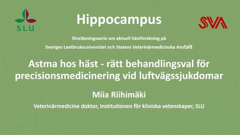 Thumbnail for Astma hos häst - rätt behandlingsval för precisionsmedicinering vid luftvägssjukdomar, Miia Riihimäki
