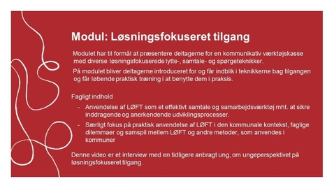 Thumbnail for Tutorial video - Løsningsfokuseret tilgang ung