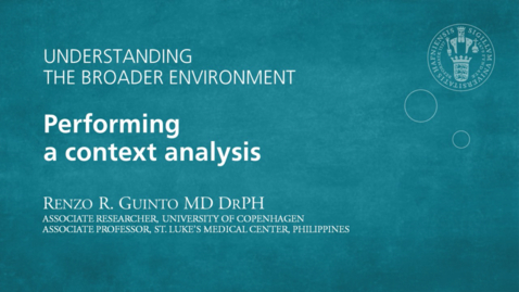 Thumbnail for Understanding the broader environment - Performing a context analysis