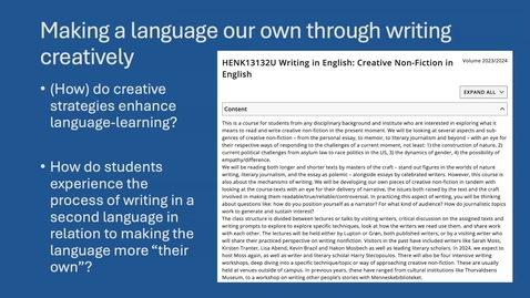 Thumbnail for Helene Grøn: Making a language our own through writing creatively