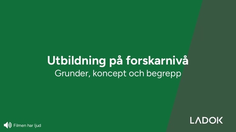Thumbnail for Utbildning på forskarnivå: grunder och begrepp