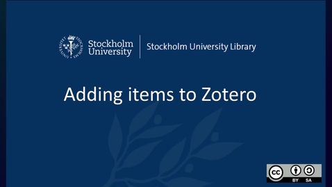 Thumbnail for Adding items to Zotero