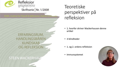 Thumbnail for Intro til læsning af teksten Erfaringsrum handlebåren kundskab og Refleksion til undervisning i Teoretiske perspektiver på refleksion - Klinisk vejleder