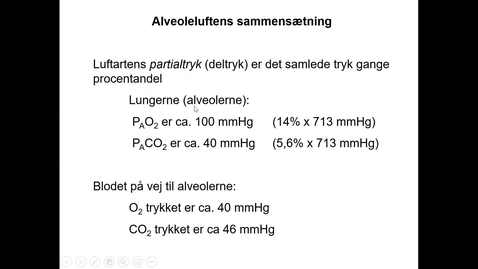 Thumbnail for udklip fra online undervisning om åndedrættet - gastransport og iltbindingskurve - 19 min