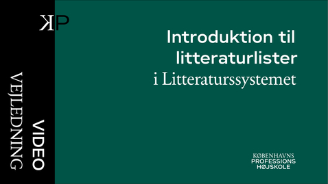 Thumbnail for Introduktion til litteraturlister