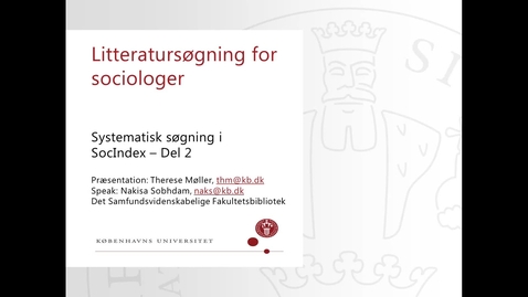 Thumbnail for Systematisk søgning i Socindex I &quot;Fritekst&quot; I Del 2