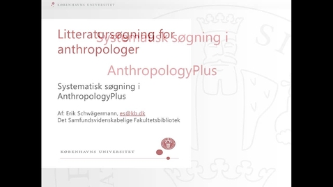 Thumbnail for Anthropology Plus - Systematisk søgning