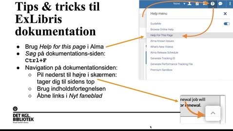 Thumbnail for ExLibris dokumentation - tips og tricks