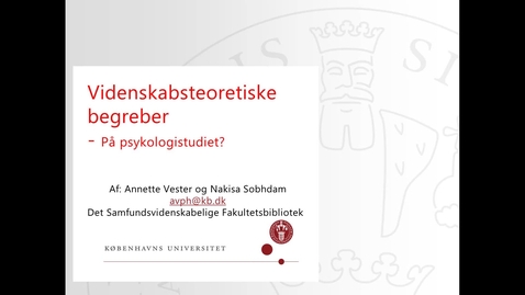 Thumbnail for Psykologi - Vdenskabsteoretiske begreber