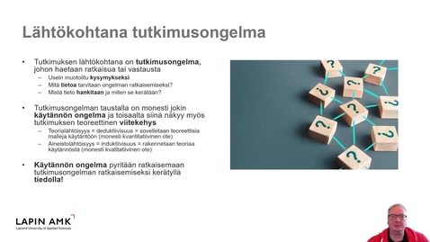 Thumbnail for Tutkimusongelmasta lomakekysymyksiksi