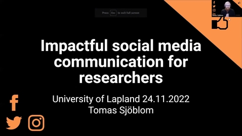 Thumbnail for Clip of Clip of Clip of Welcome to the training session on impactful researcher communication on social media!