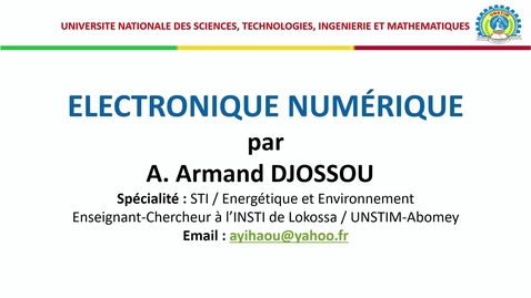 Thumbnail for Présentation du cours d"Electronique Numérique